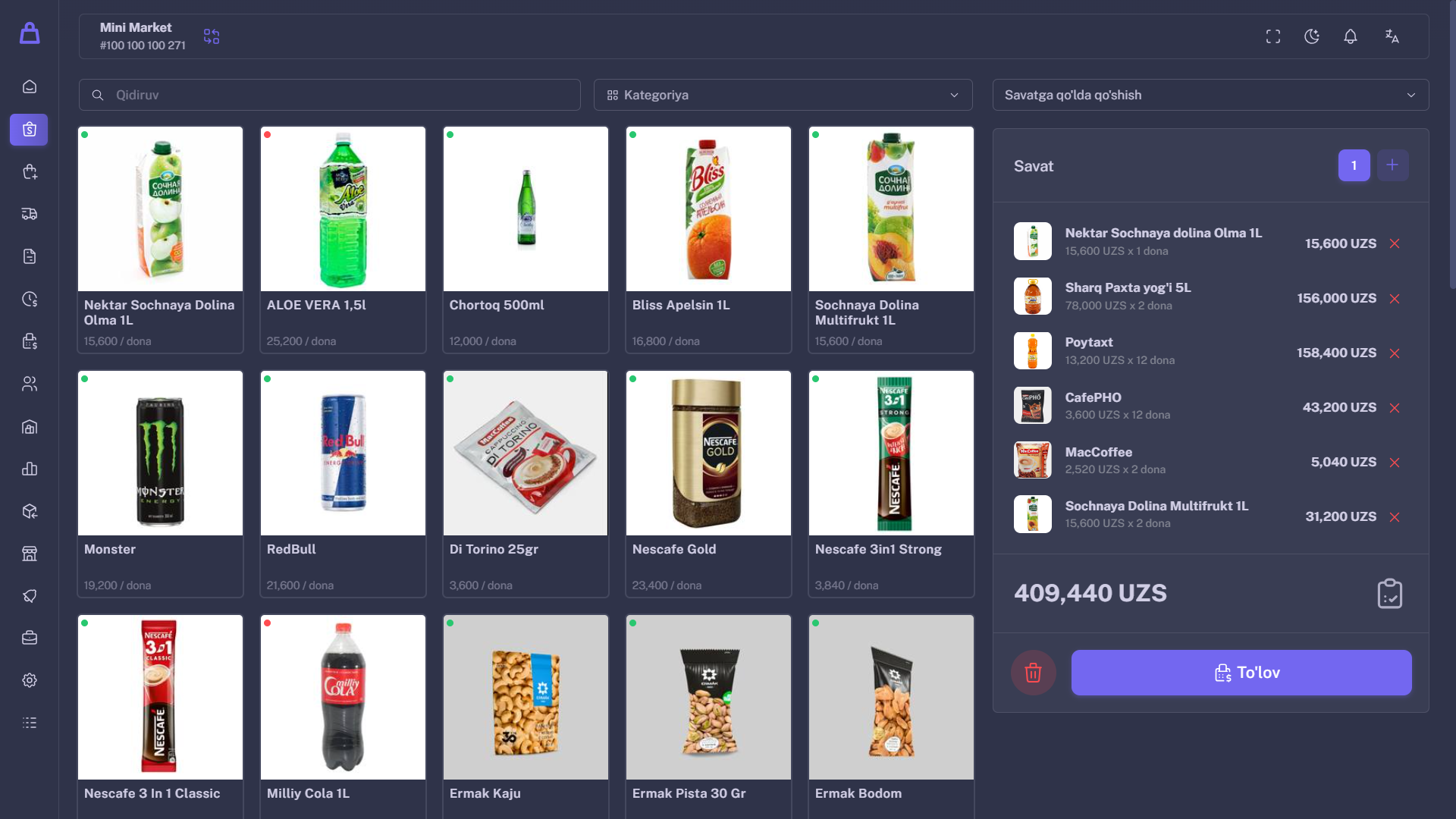 SellProduct boshqaruv paneli va hisobotlar